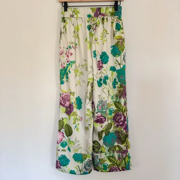 J CREW Collection Pull On Crop Pant in Ratti Leafy Floral Satin Flowy Size 0 - Picture 8 of 13